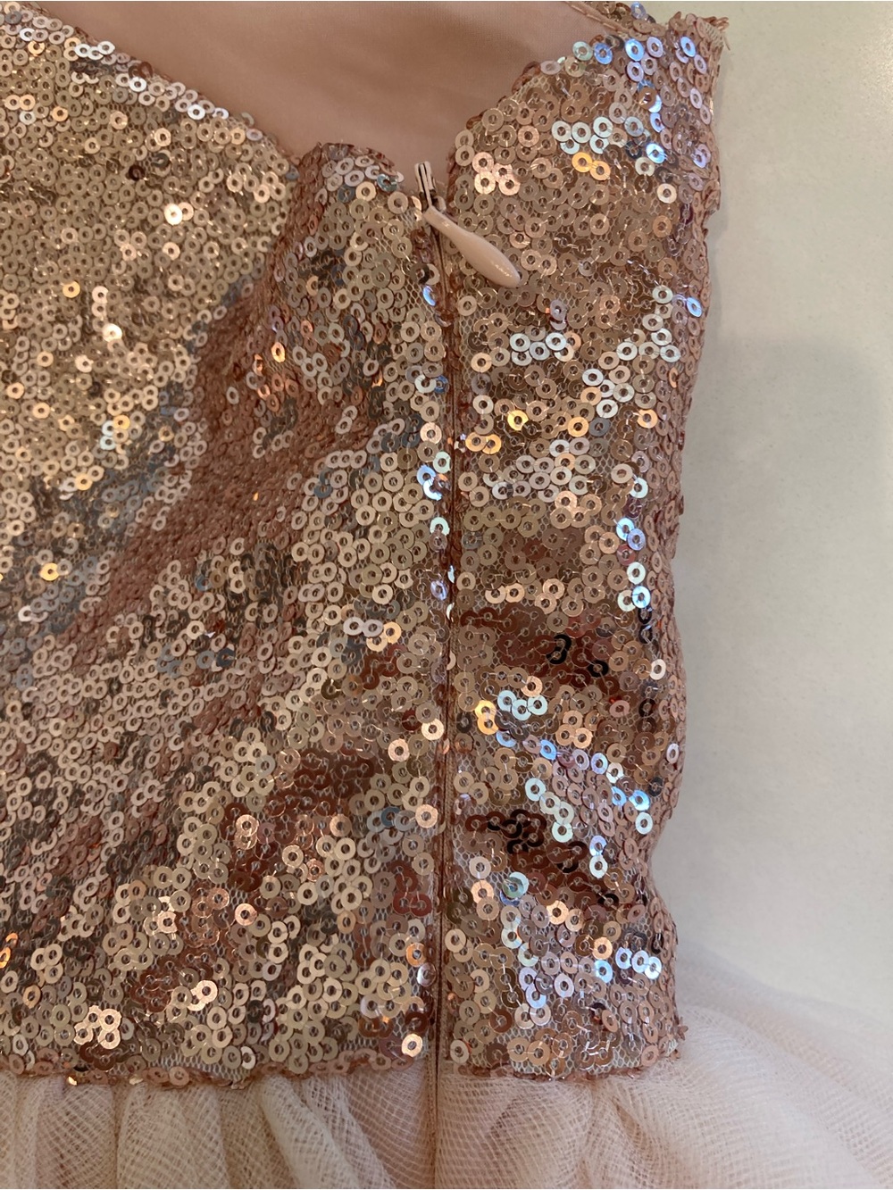 One-Shoulder Sequin Tulle Dress in Blush, Size 8 - Picture 7 of 7